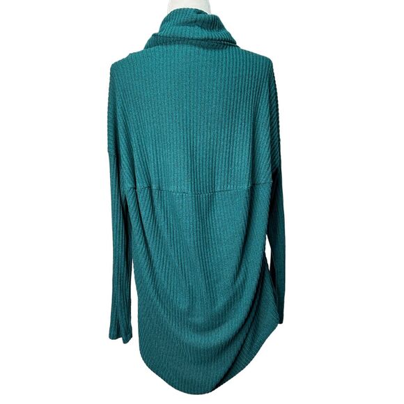 SATURDAY SUNDAY Womens XS / S Oversized Cowl Neck Ribbed Plush Knit Top Teal - Picture 6 of 10